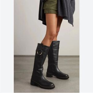 $872 New See By Chloe Hana Harness Lug Sole Side Zip Knee High Boots 39 US 9